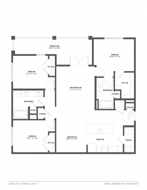 a floor plan of a home with an open floor plan and a rectangular floor plan